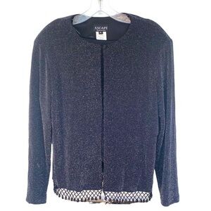 Women's Xscape Collarless Metallic Sparkling Evening Jacket